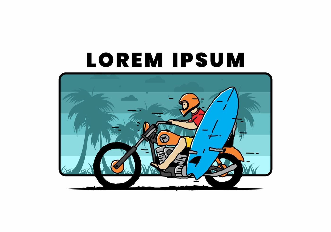 faire de la moto avec illustration de planche de surf vecteur