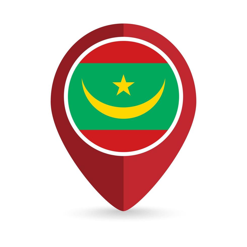 pointeur de carte avec pays mauritanie. drapeau de la mauritanie. illustration vectorielle. vecteur