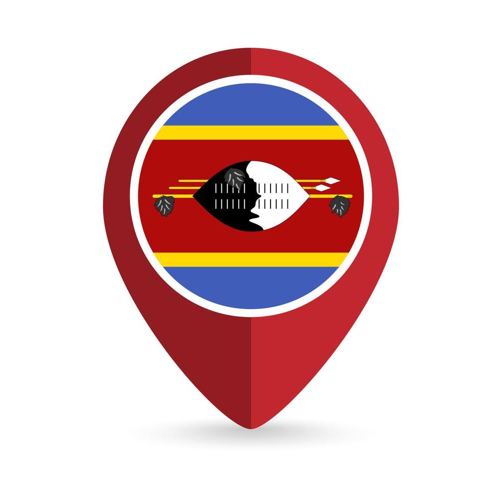 pointeur de carte avec contry eswatini. drapeau eswatini. illustration vectorielle. vecteur