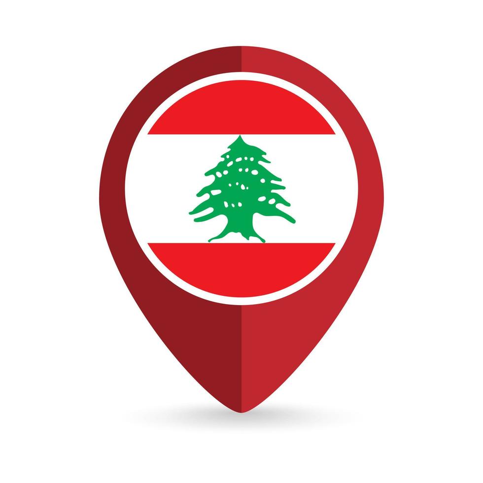 pointeur de carte avec contry liban. drapeau du liban. illustration vectorielle. vecteur