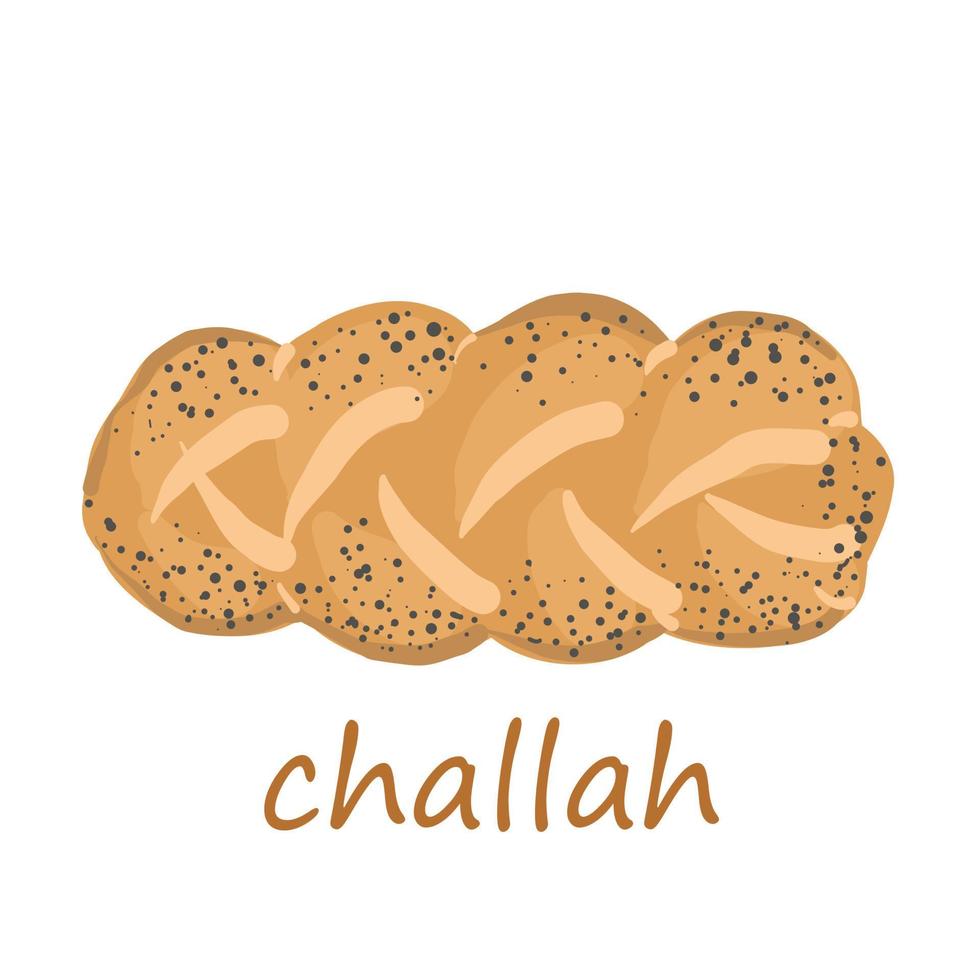 pain de vacances traditionnel juif challah.icon, clipart pour site Web, livraison de nourriture, boulangerie, collection de recettes. style bande dessinée. vecteur