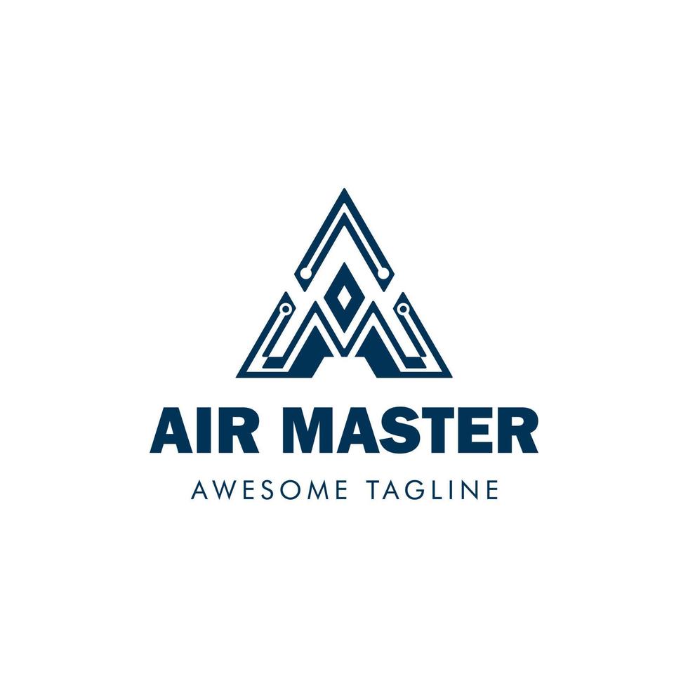 inspiration de concept de logo de conception de symbole de maître d'air. monogramme logo lettre un modèle de conception de logo master air vecteur