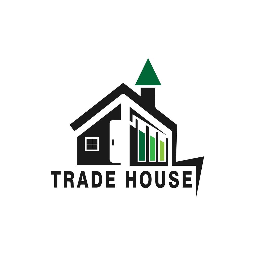 logo d'inspiration de trading d'investissement en devises avec le symbole de la maison vecteur