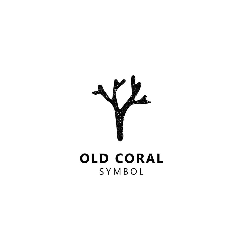 modèle de logo vectoriel corail ancien ou patiné. une ancienne inspiration de modèle de logo de corail