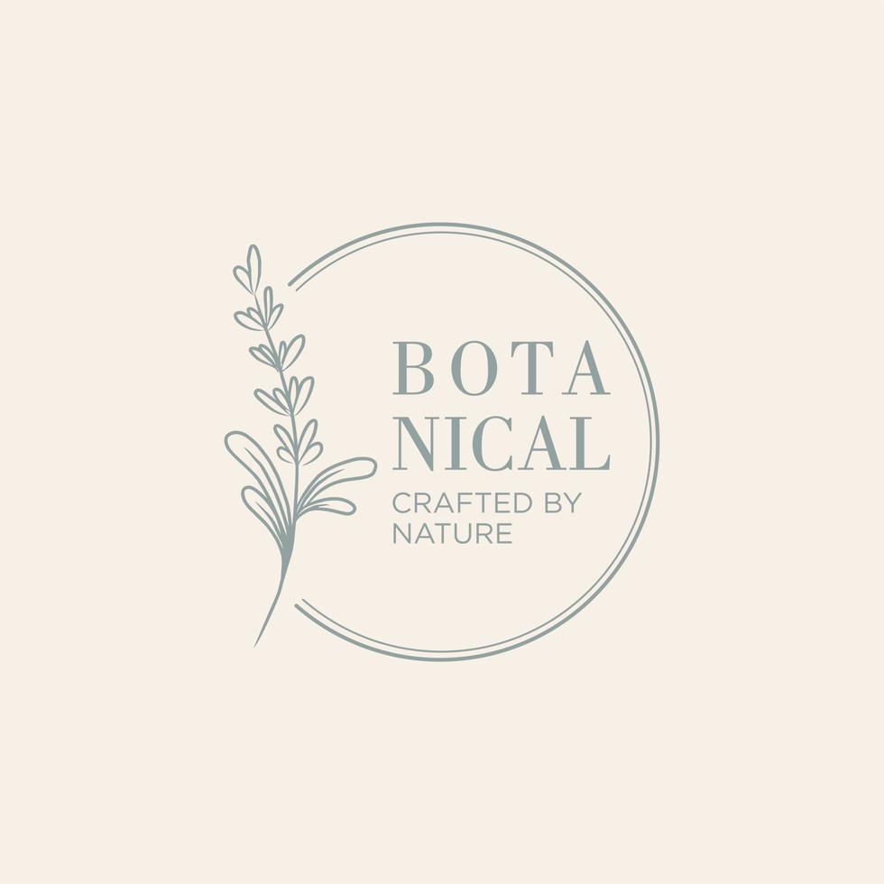 logo dessiné à la main d'élément floral botanique avec fleur et feuilles sauvages. logo pour spa et salon de beauté, magasin bio, mariage, designer floral, etc. vecteur