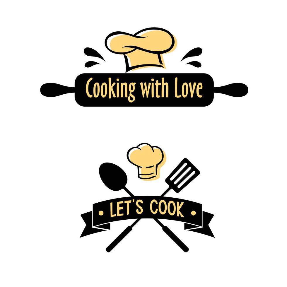 logos de nourriture faite maison symboles de cuisine de cuisine vecteur
