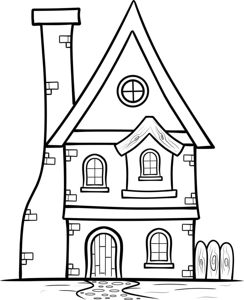 illustration de maison mignonne isolée sur fond blanc coloriage pour les enfants vecteur