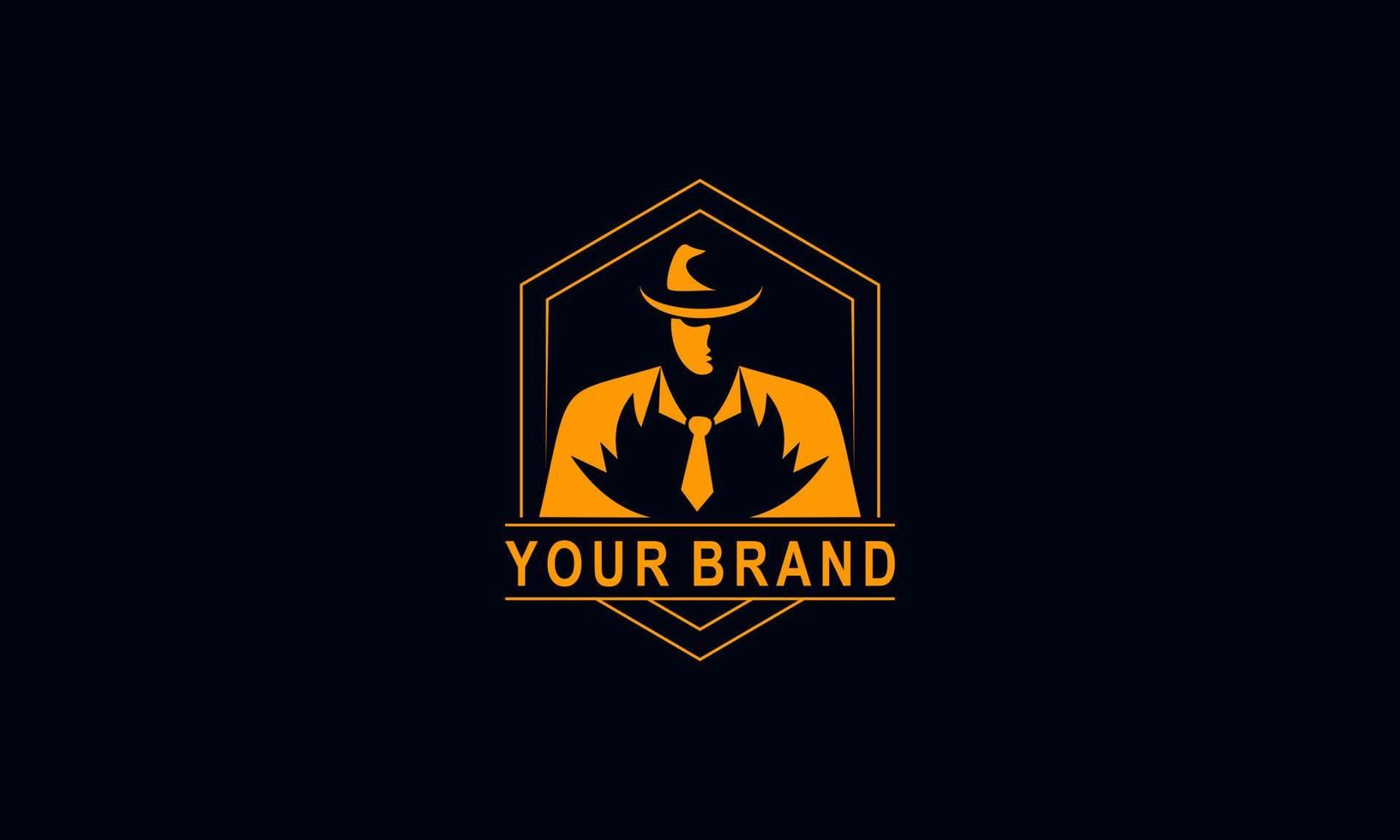 emblèmes du logo de la mafia avec la tête d'hommes de silhouette abstraite de caractère au chapeau. illustration vectorielle vintage vecteur