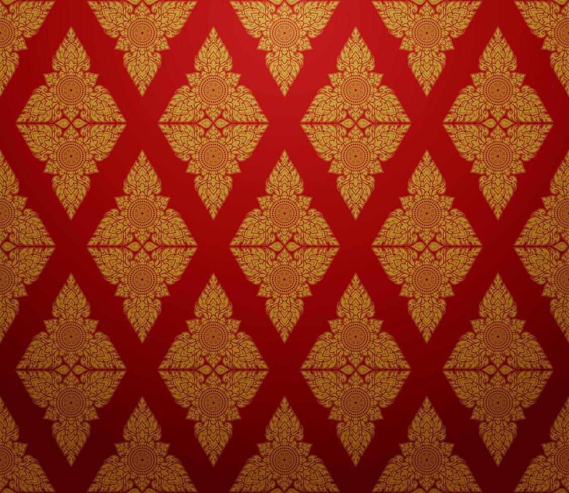 style damassé thai art pattern background forme de diamant doré. vecteur