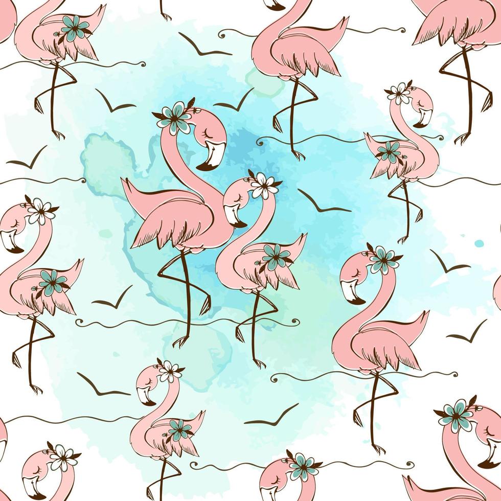 modèle sans couture avec de jolis flamants roses. vecteur. vecteur