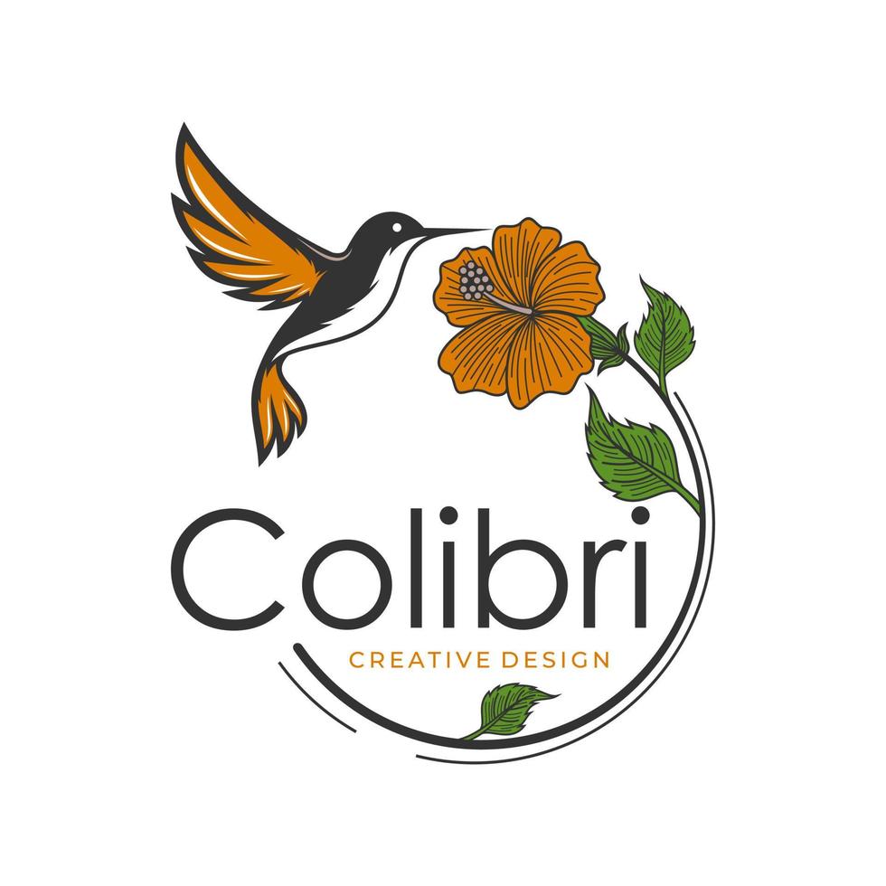 illustration de logo tropical fleur oiseau colibri vecteur