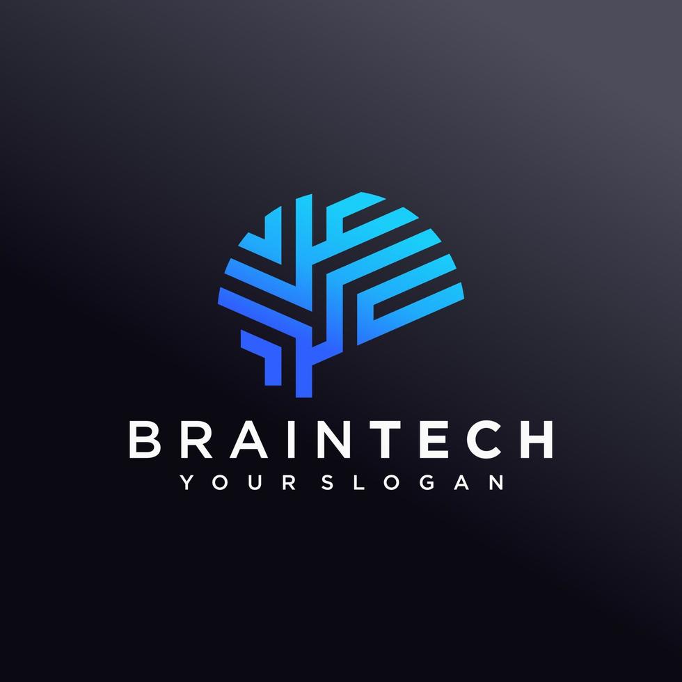 modèle de conception de logo de technologie cérébrale vecteur