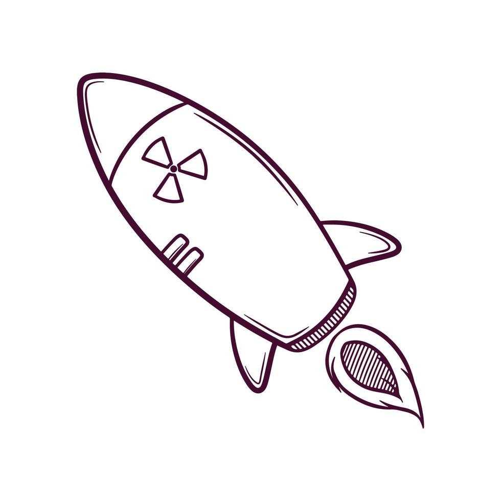 illustration de doodle de missile nucléaire dessiné à la main vecteur