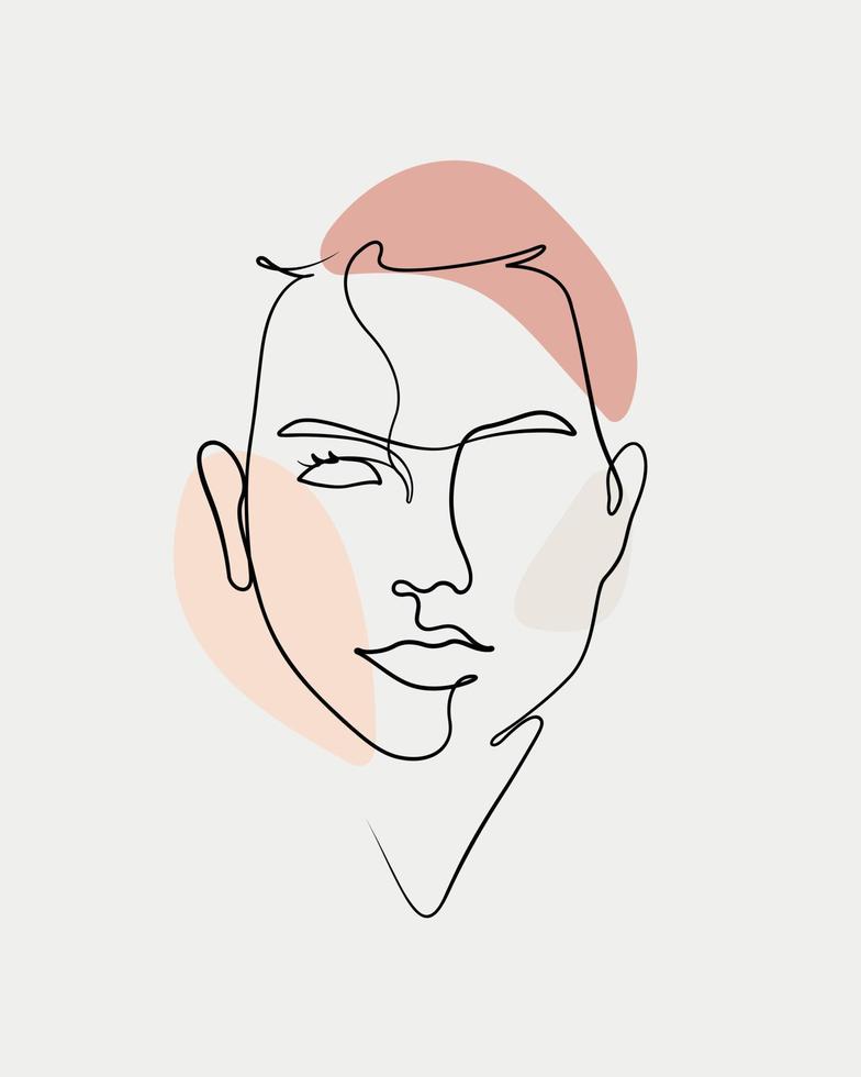 visage de femme dessin au trait s'épanouir illustration vectorielle vecteur