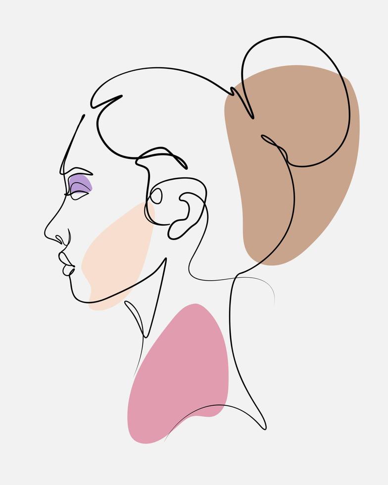 visage de femme dessin au trait s'épanouir illustration vectorielle vecteur