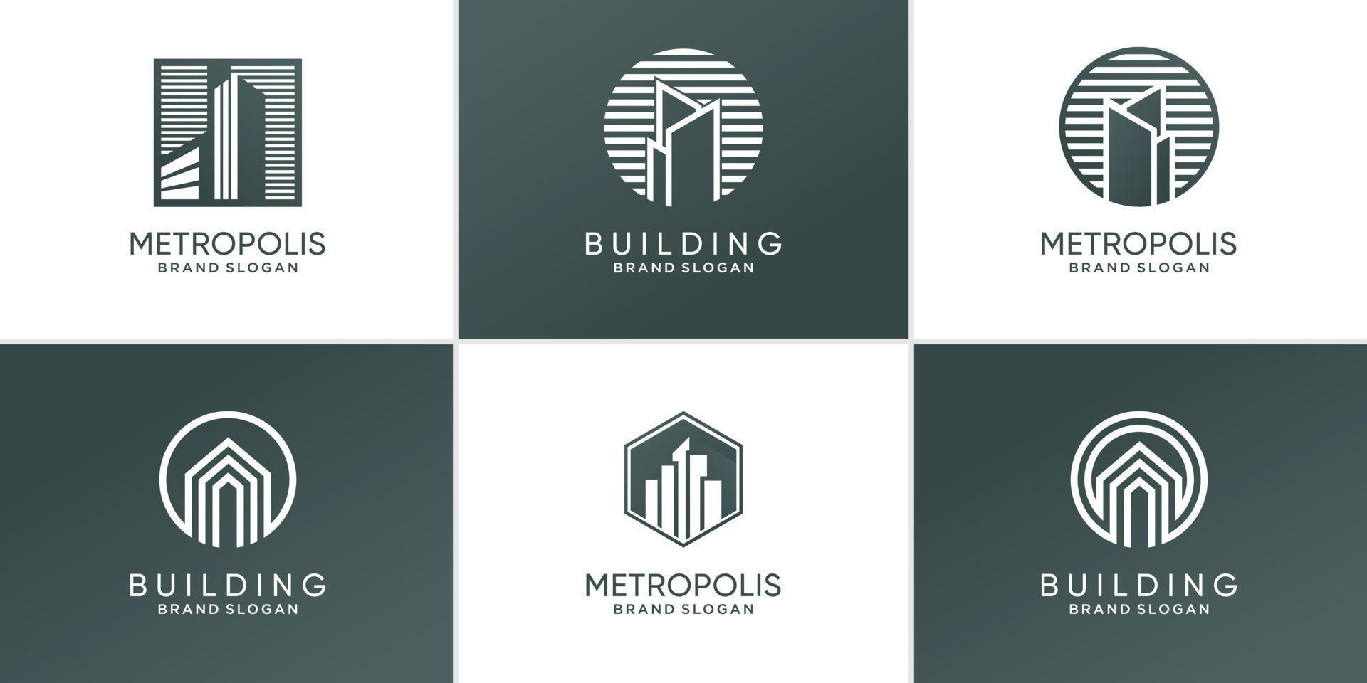 ensemble de concept de logo de construction avec vecteur premium de concept unique créatif