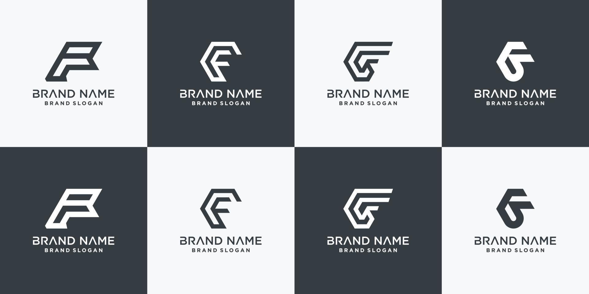 ensemble de collection de logo f pour le vecteur premium initial de l'entreprise ou de la personne