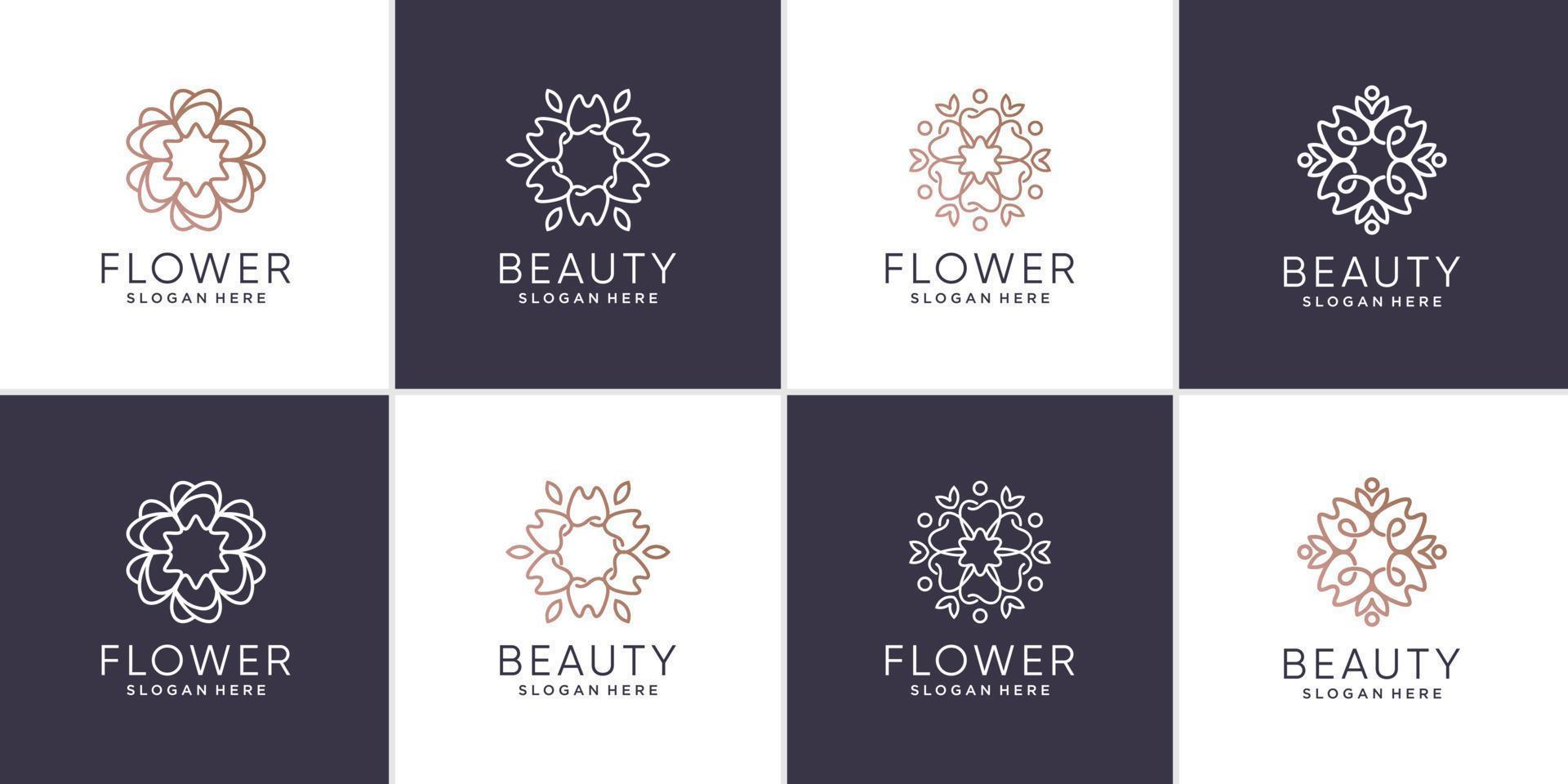 modèle de logo fleur et beauté vecteur premium