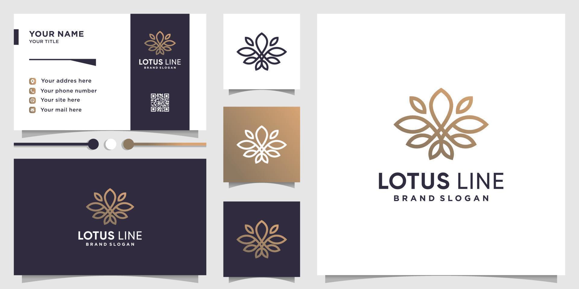 modèle de logo de lotus avec vecteur premium de style art ligne moderne