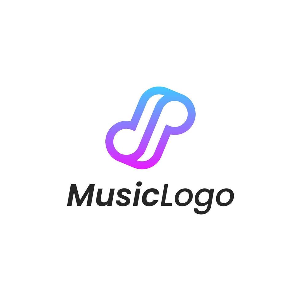 modèle de conception de logo de contour de ligne colorée de gradient de musique. icône musicale. vecteur