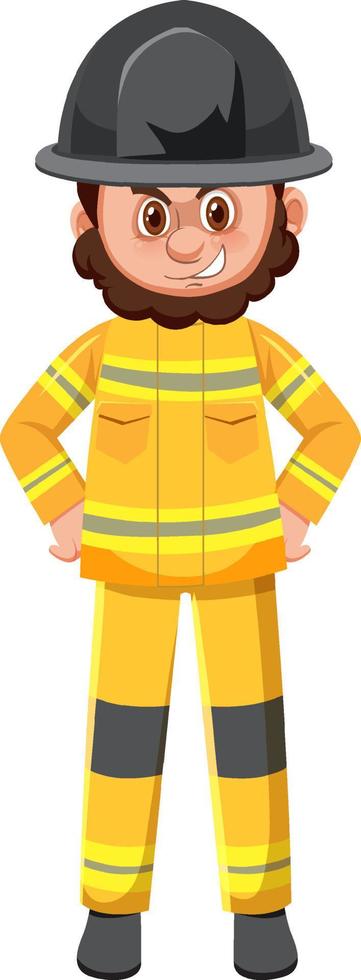 pompier en tenue jaune vecteur