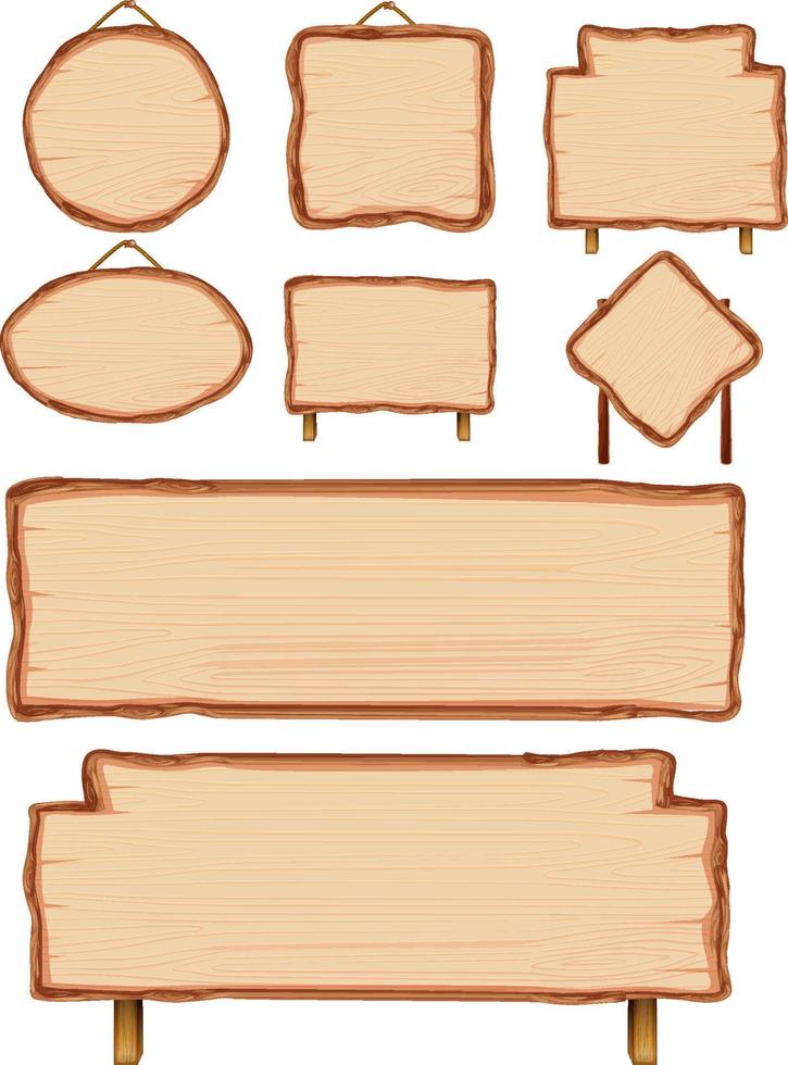 ensemble de différents panneaux de signalisation en bois vecteur