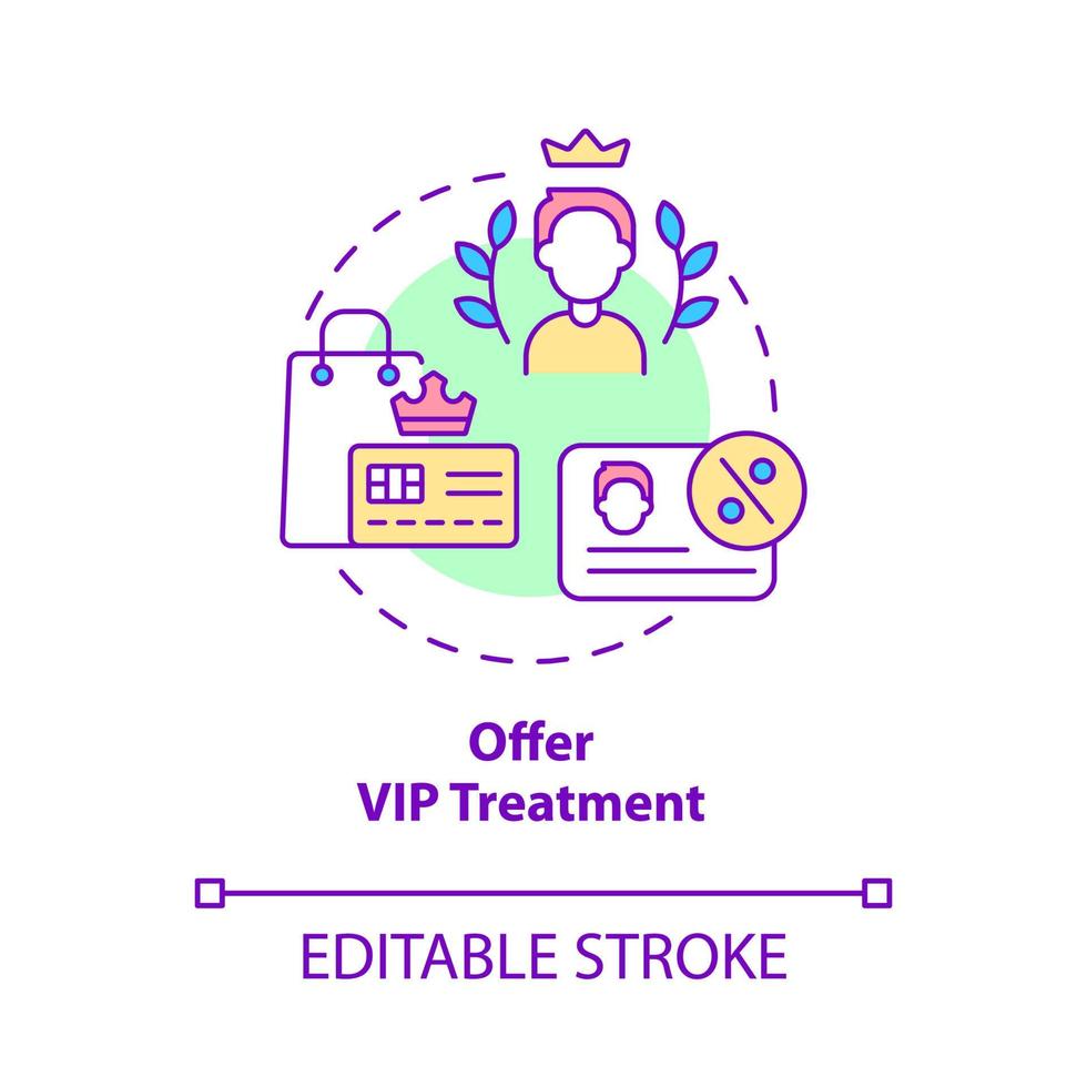 offrir une icône de concept de traitement vip. adhésion exclusive. illustration de la ligne mince de l'idée abstraite du service client. dessin de contour isolé. trait modifiable. vecteur