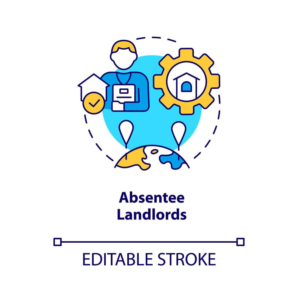 icône de concept de propriétaires absents. illustration de la ligne mince de l'idée abstraite des clients du gestionnaire immobilier. dessin de contour isolé. trait modifiable. vecteur