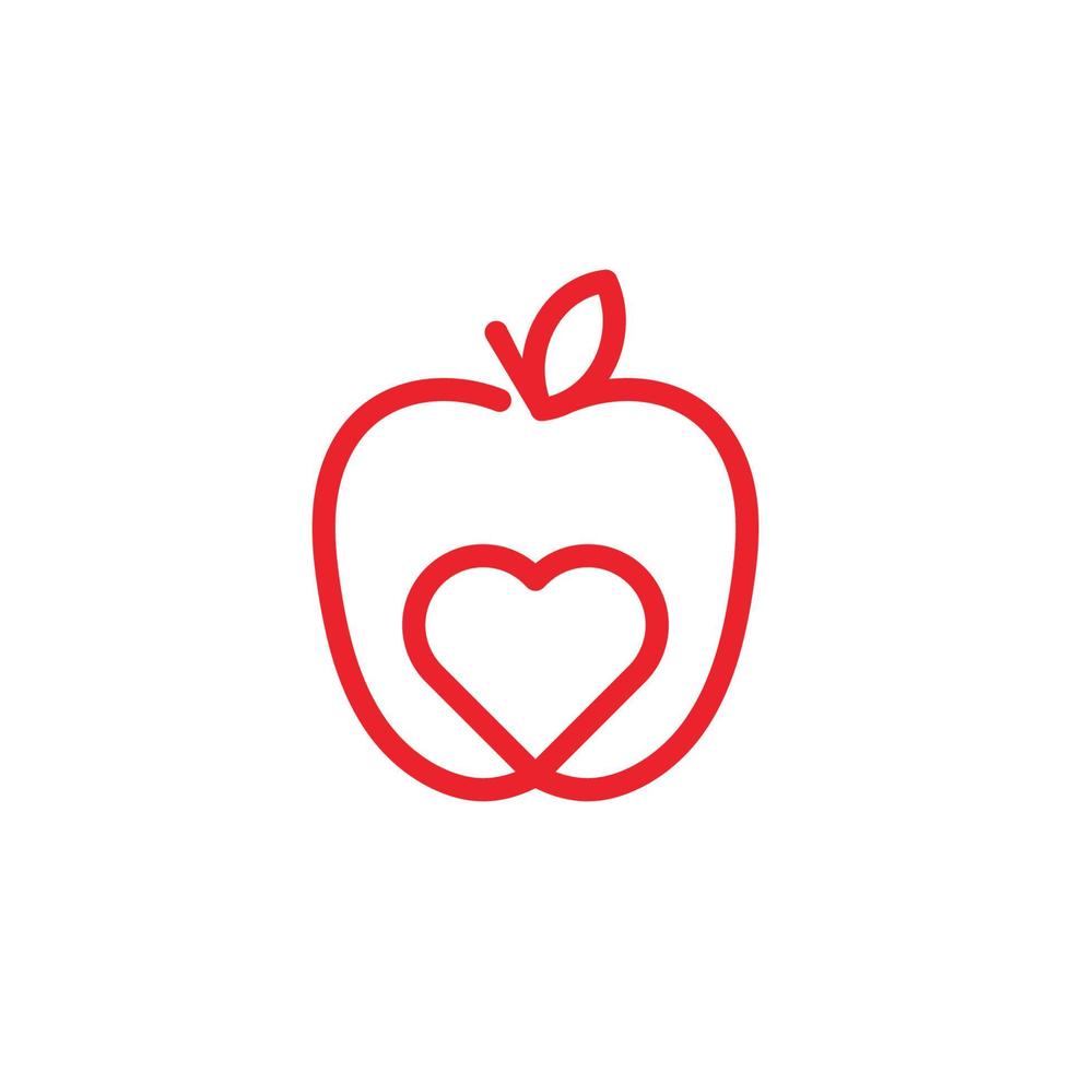 conception d'illustration vectorielle de modèle de logo médical de santé d'amour de pomme. vecteur