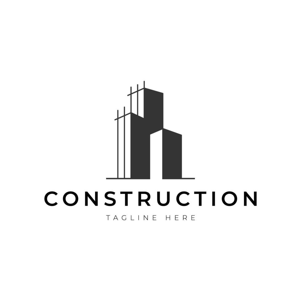 vecteur de conception de logo de construction. bon pour l'immobilier, la construction, l'appartement, le bâtiment, la maison et l'architecture r