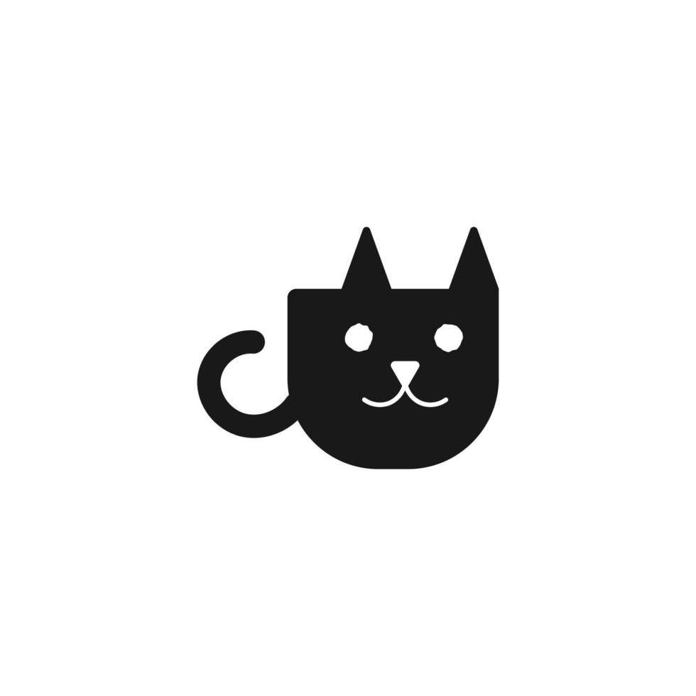 café chat logo design illustration vectorielle vecteur