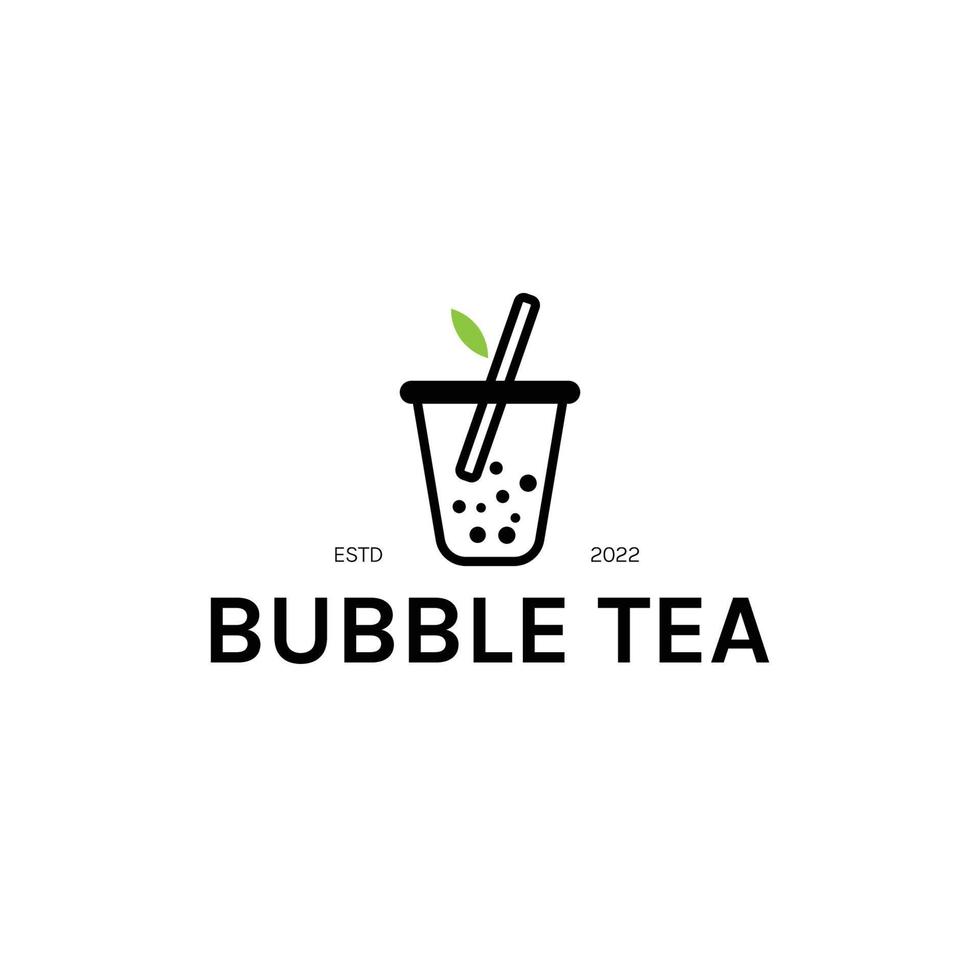 logo de thé à bulles. bon pour le milk-shake boba, le thé thaïlandais, la perle, la boisson sucrée de jus de fruits frais. illustration de l'art vectoriel