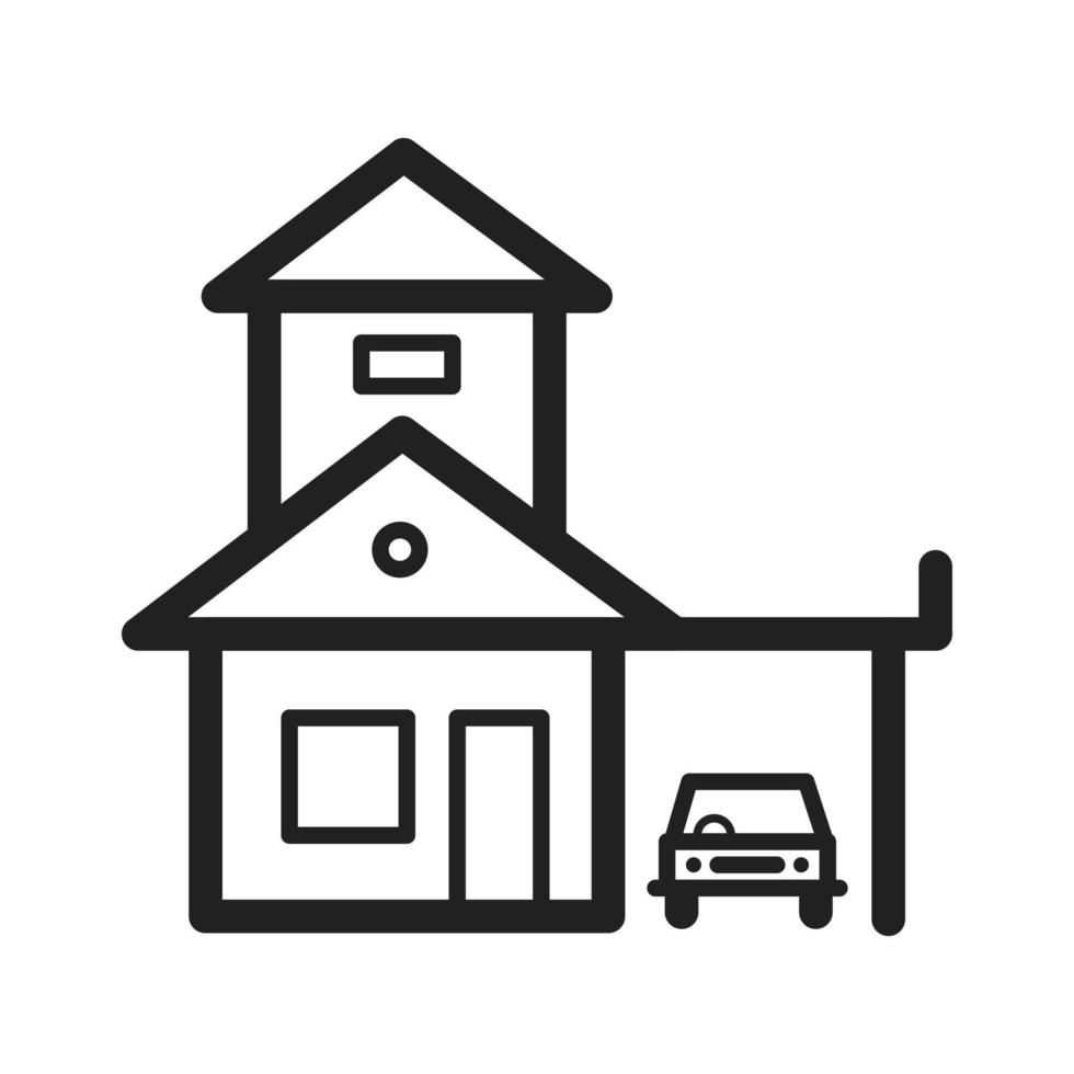 maison avec icône de ligne de garage vecteur