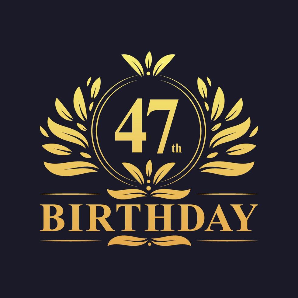logo de luxe 47e anniversaire, célébration de 47 ans. vecteur