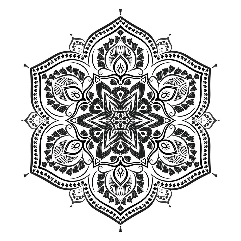 motif circulaire dessiné à la main sous forme de mandala pour mehndi, tatouage, décoration, henné, page de livre de coloriage. vol-14 vecteur