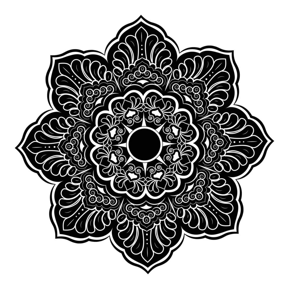 motif circulaire dessiné à la main sous forme de mandala pour mehndi, tatouage, décoration, henné, page de livre de coloriage. vol-10 vecteur