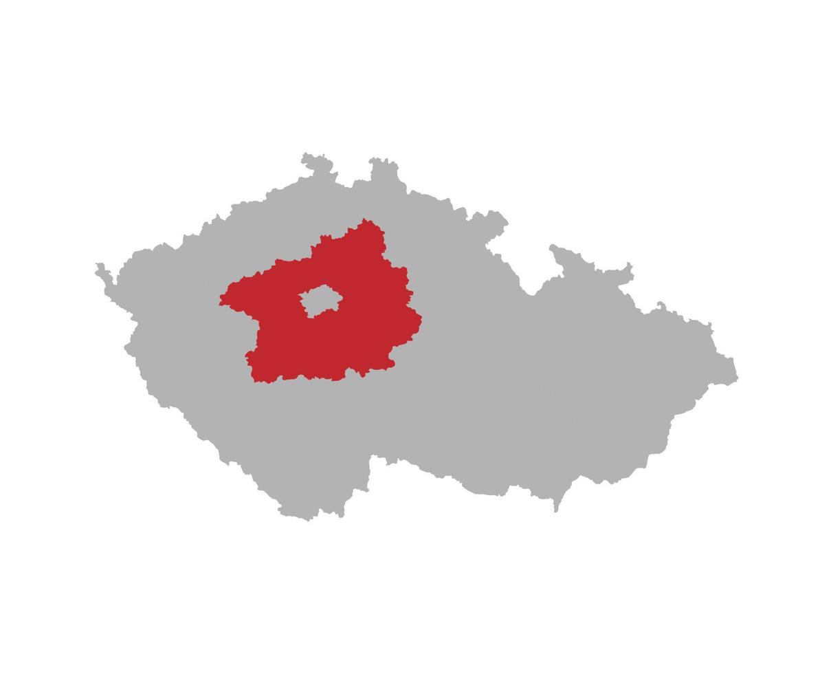 carte tchèque avec surbrillance rouge de la région de bohème centrale vecteur