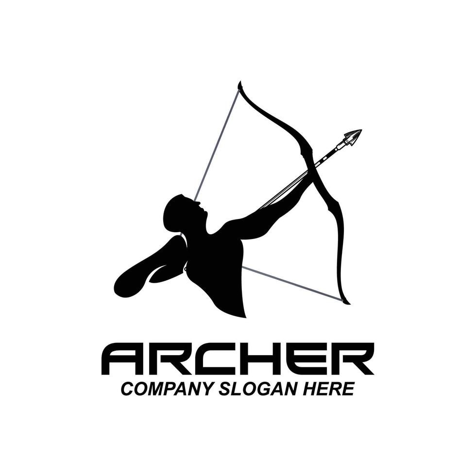 création de logo de combattant archer, cible de direction de flèche, illustration vectorielle de protecteur royal vecteur