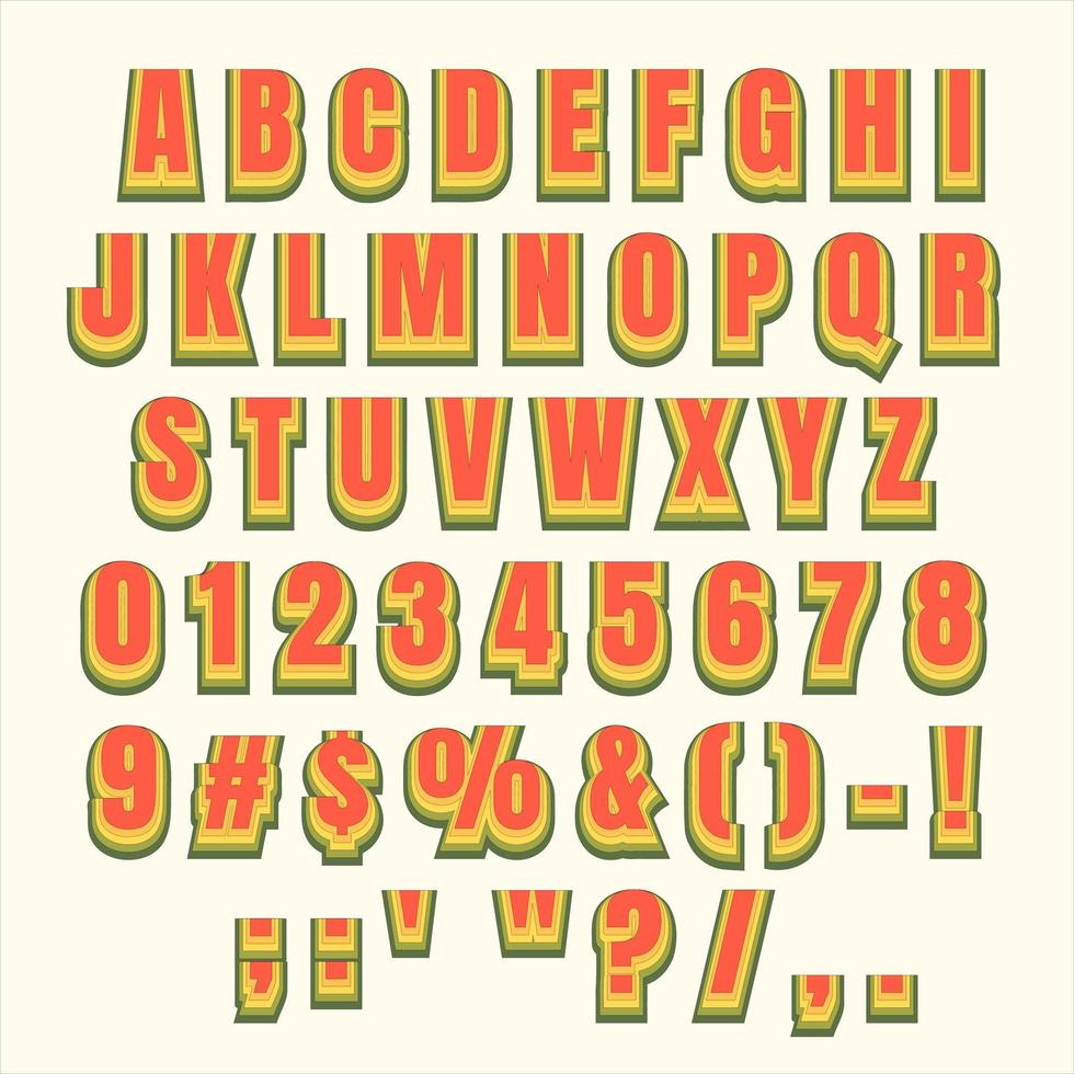 alphabet de lettre d'effet de texte rétro coloré stylisé vecteur