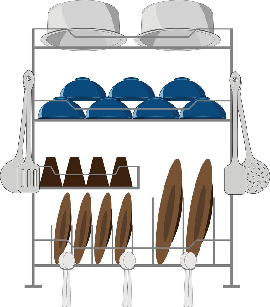 étendoir à vaisselle pour illustration vectorielle de cuisine vecteur
