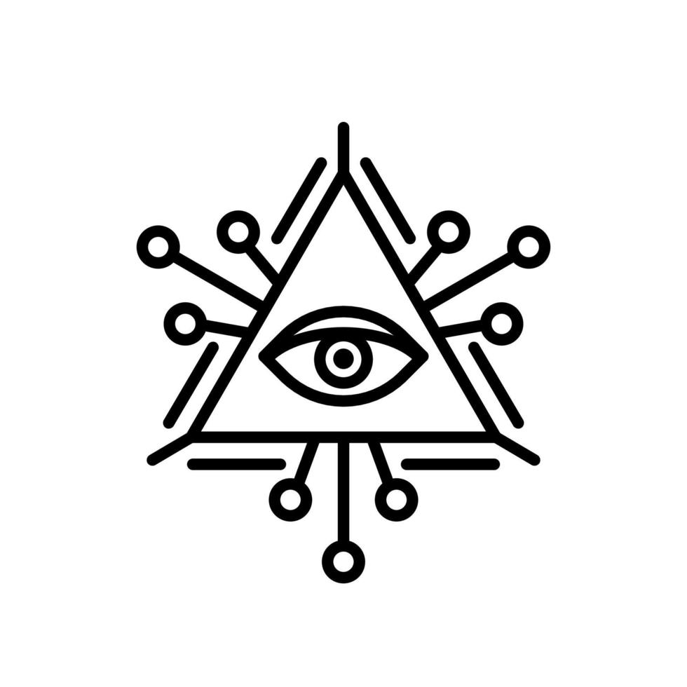 oeil de la providence ou symbole d'icône de ligne d'oeil qui voit tout. signe de religion, de spiritualité et d'occultisme. trait modifiable. illustration vectorielle vecteur