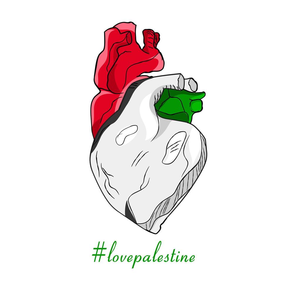 illustration d'un coeur, amour palestine, adapté à l'arrière-plan, à l'affiche, à la bannière, etc. vecteur