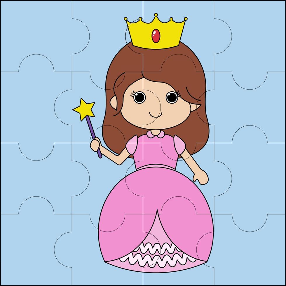 belle princesse adaptée à l'illustration vectorielle de puzzle pour enfants vecteur