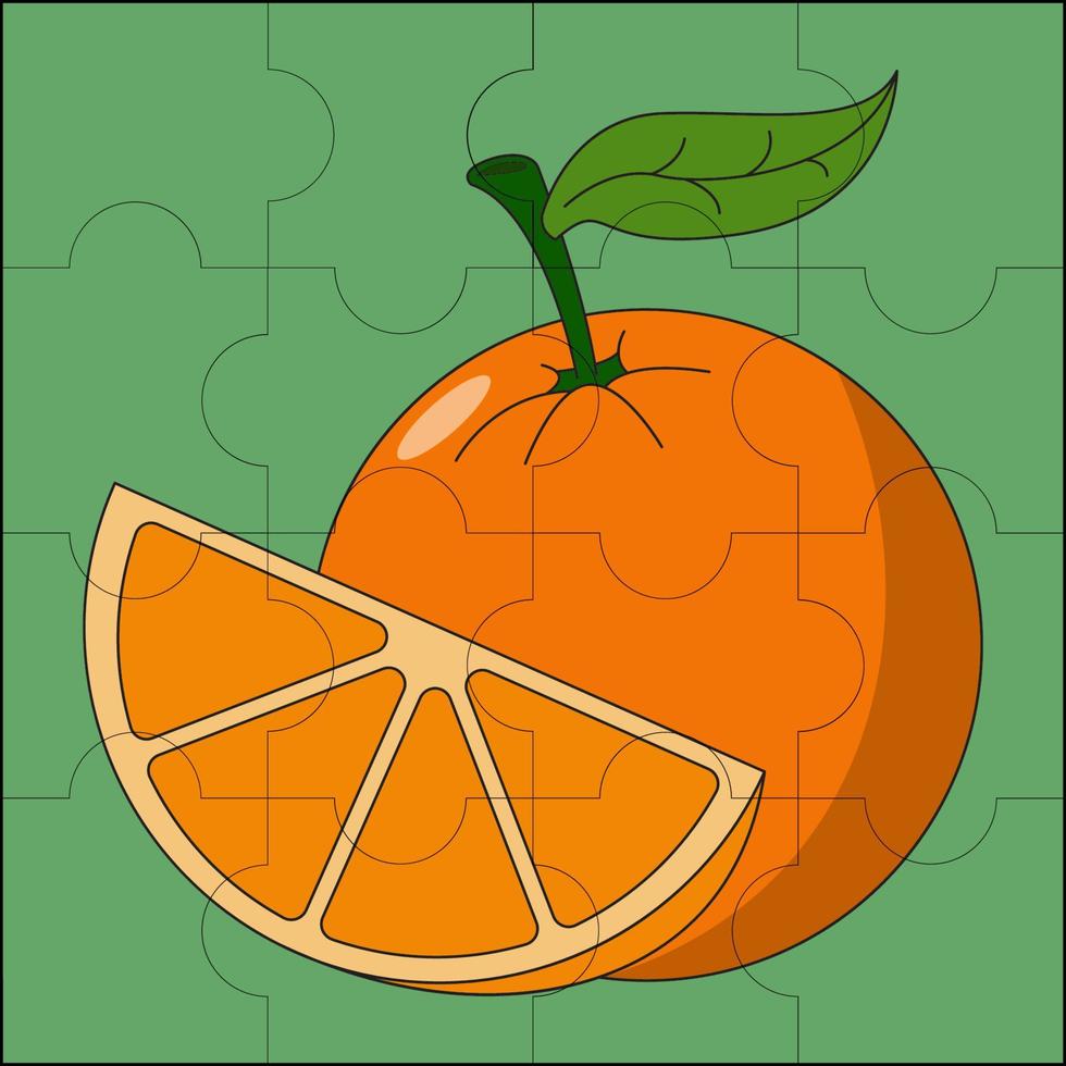 fruit orange adapté à l'illustration vectorielle de puzzle pour enfants vecteur