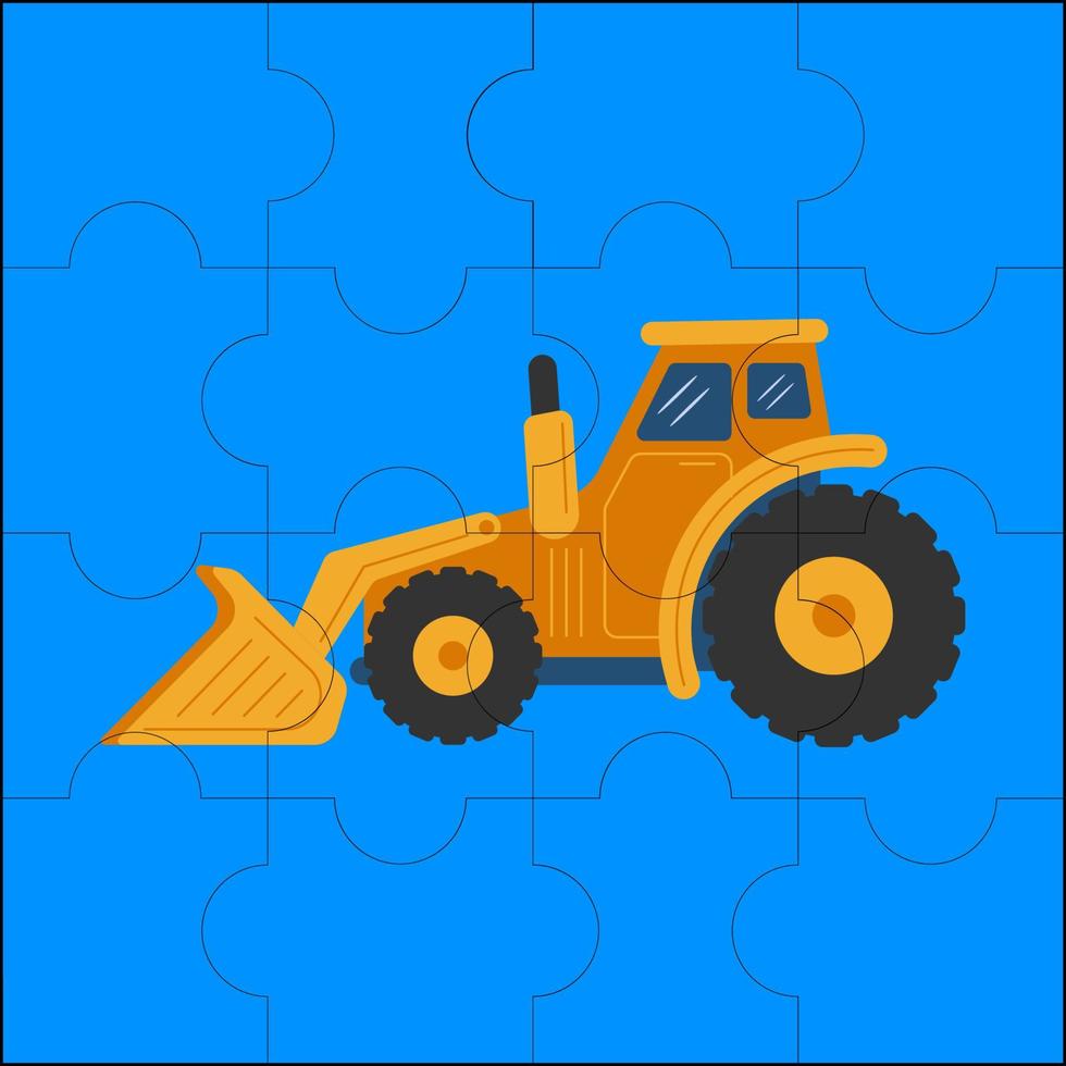 chargeuse sur pneus adaptée à l'illustration vectorielle de puzzle pour enfants vecteur