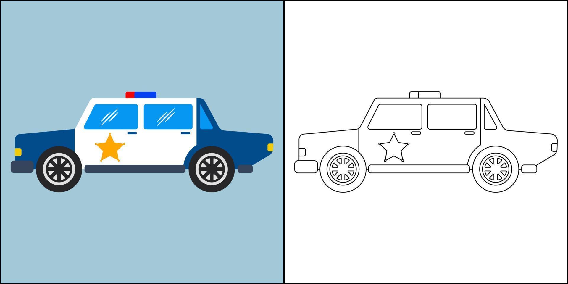 voiture de police adaptée à l'illustration vectorielle de la page de coloriage pour enfants vecteur