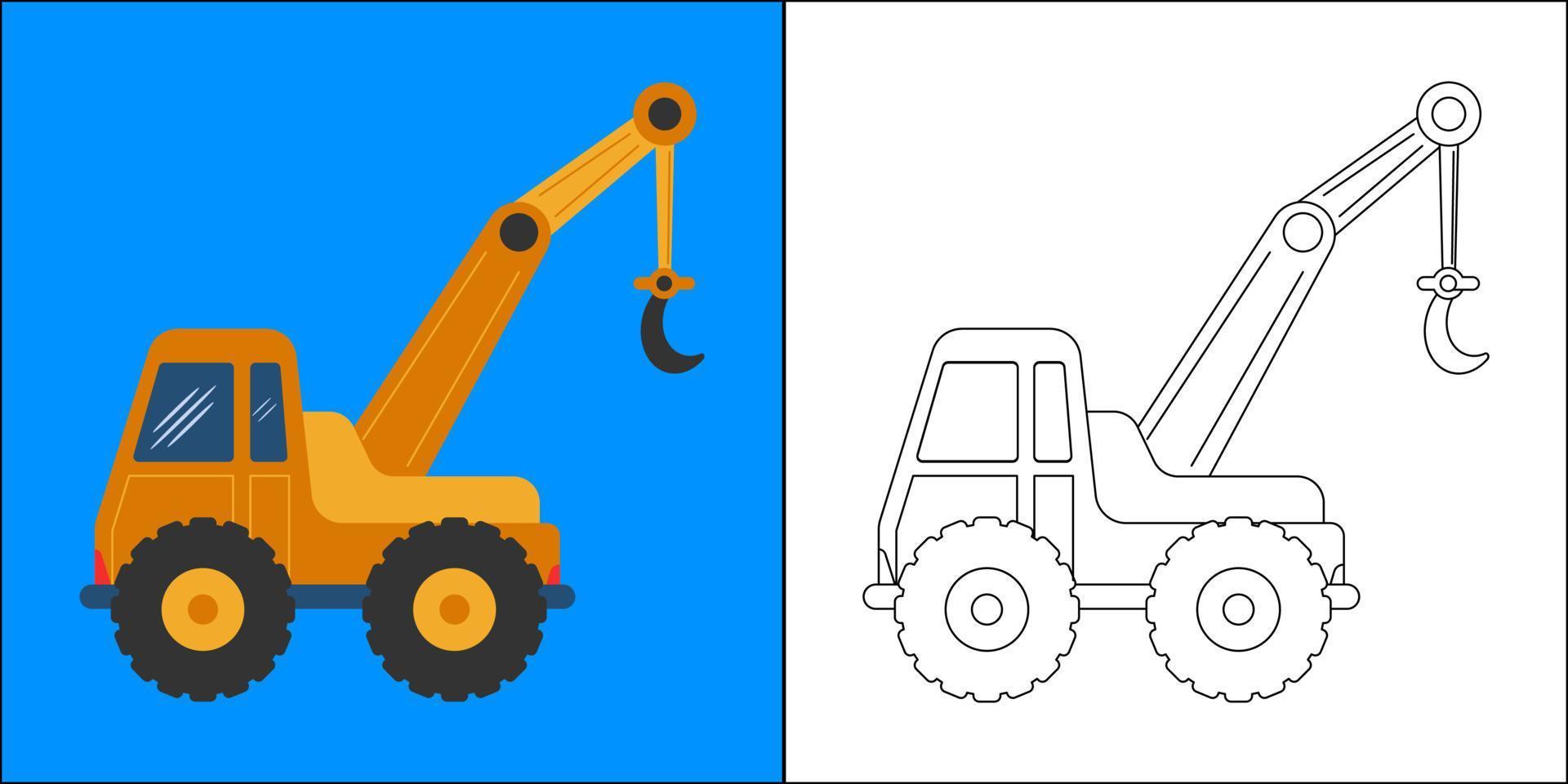 camion-grue adapté à l'illustration vectorielle de la page de coloriage pour enfants vecteur