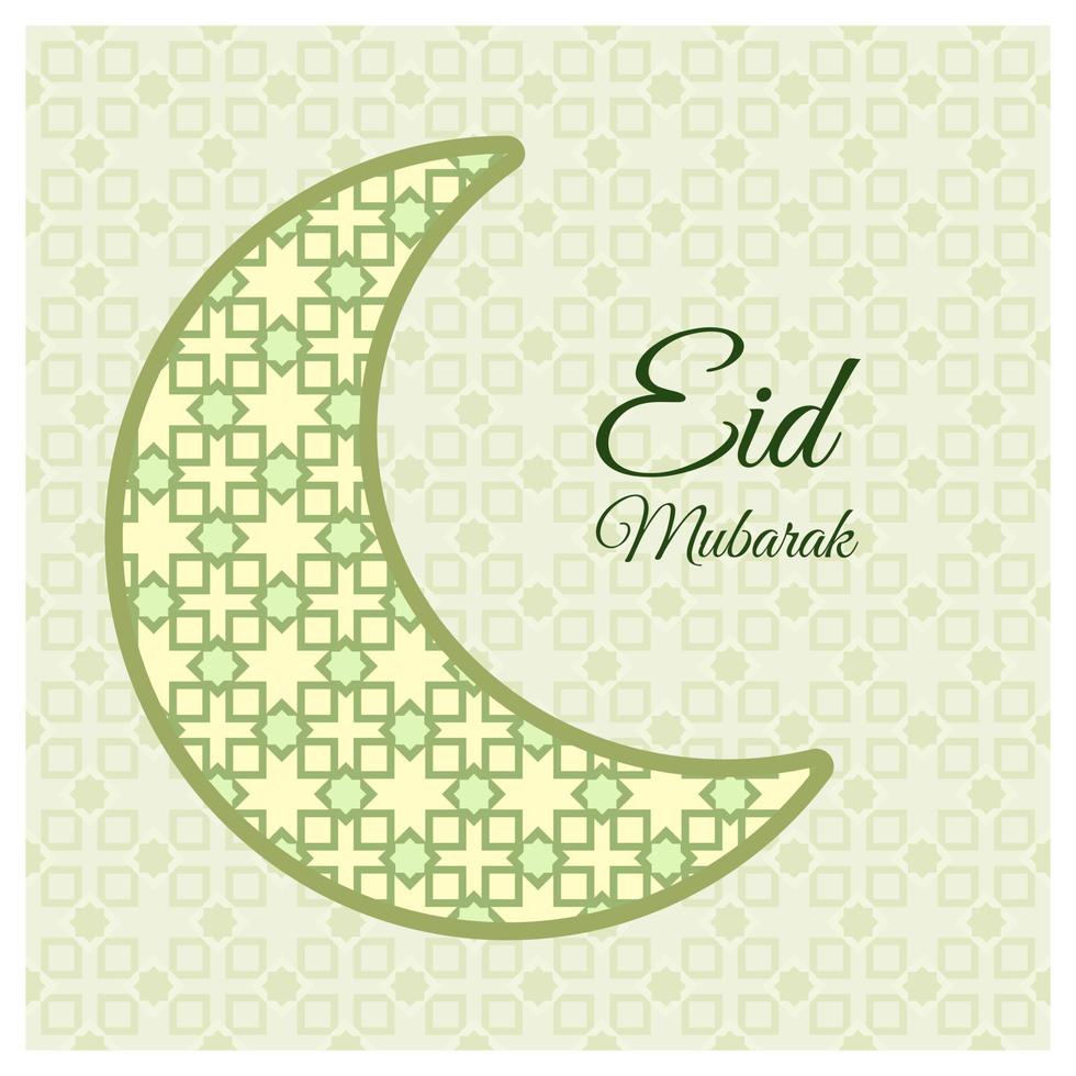 eid mubarak avec ornement de lune en arrière-plan vecteur