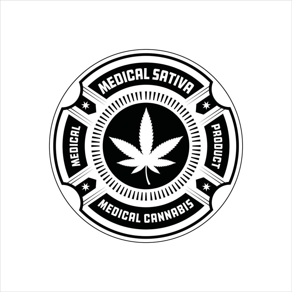 insigne ou étiquette de cannabis médical. vecteur d'emblème médical de marijuana et de cannabis.