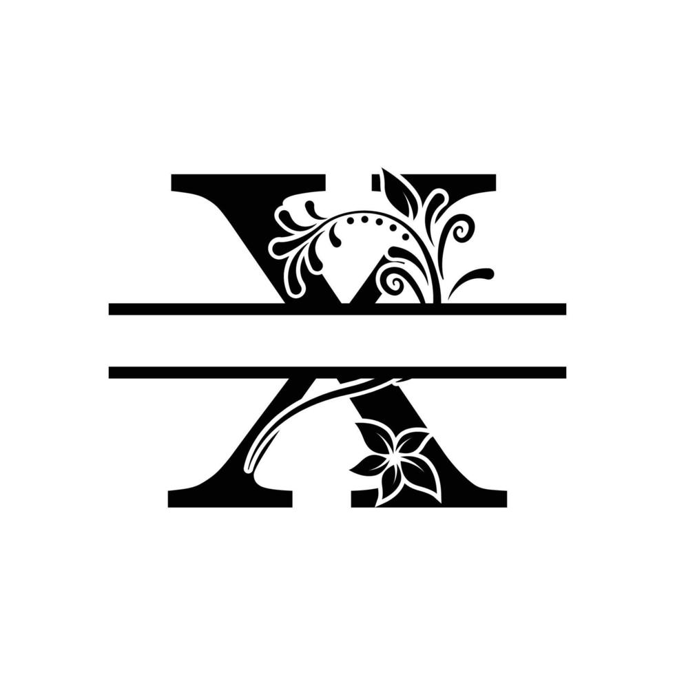 vecteur de lettre fendue monogramme décoratif initial x